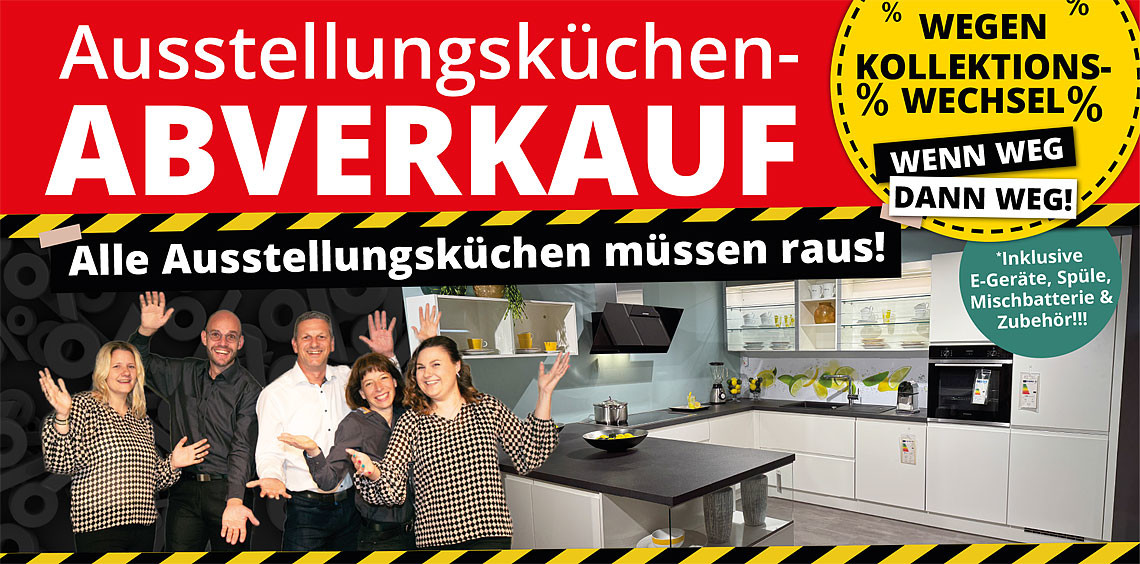 Ausstellungsküchen-Abverkauf bei Möbel Strobel: Alle Ausstellungsküchen müssen raus!