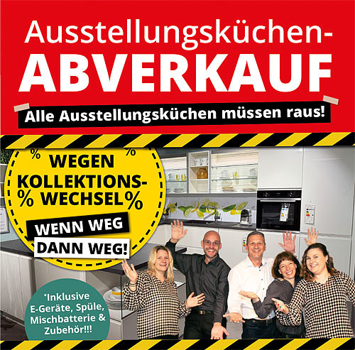 Ausstellungsküchen-Abverkauf bei Möbel Strobel: Alle Ausstellungsküchen müssen raus!